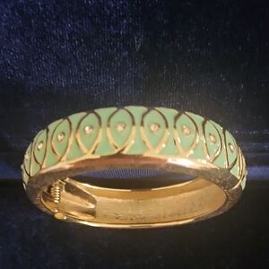 Elegant Gold and Green Bangle Bracelet